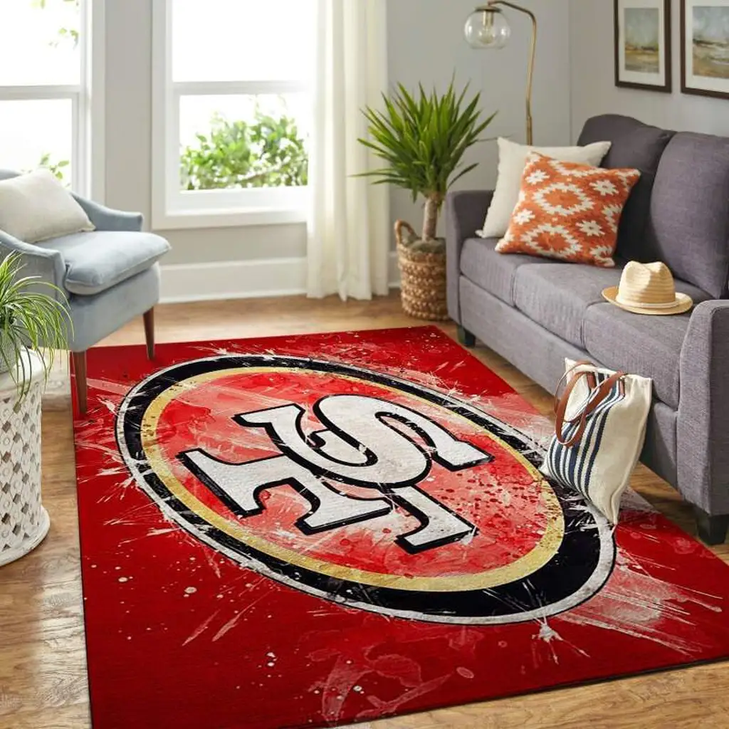 San Francisco 49ers Rug - Modern Area for Living Room Red and White