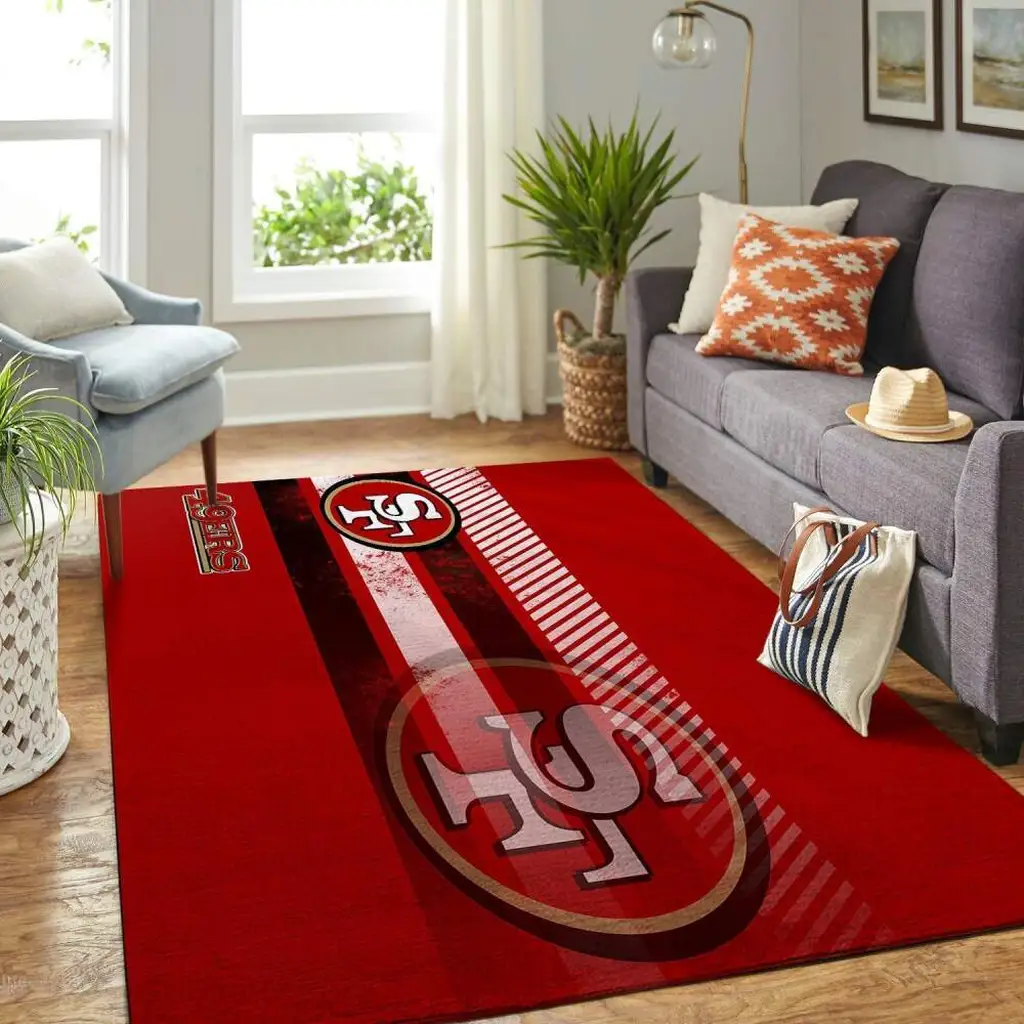 San Francisco 49ers Rug - NFL Area for Living Room Carpet Black and Red