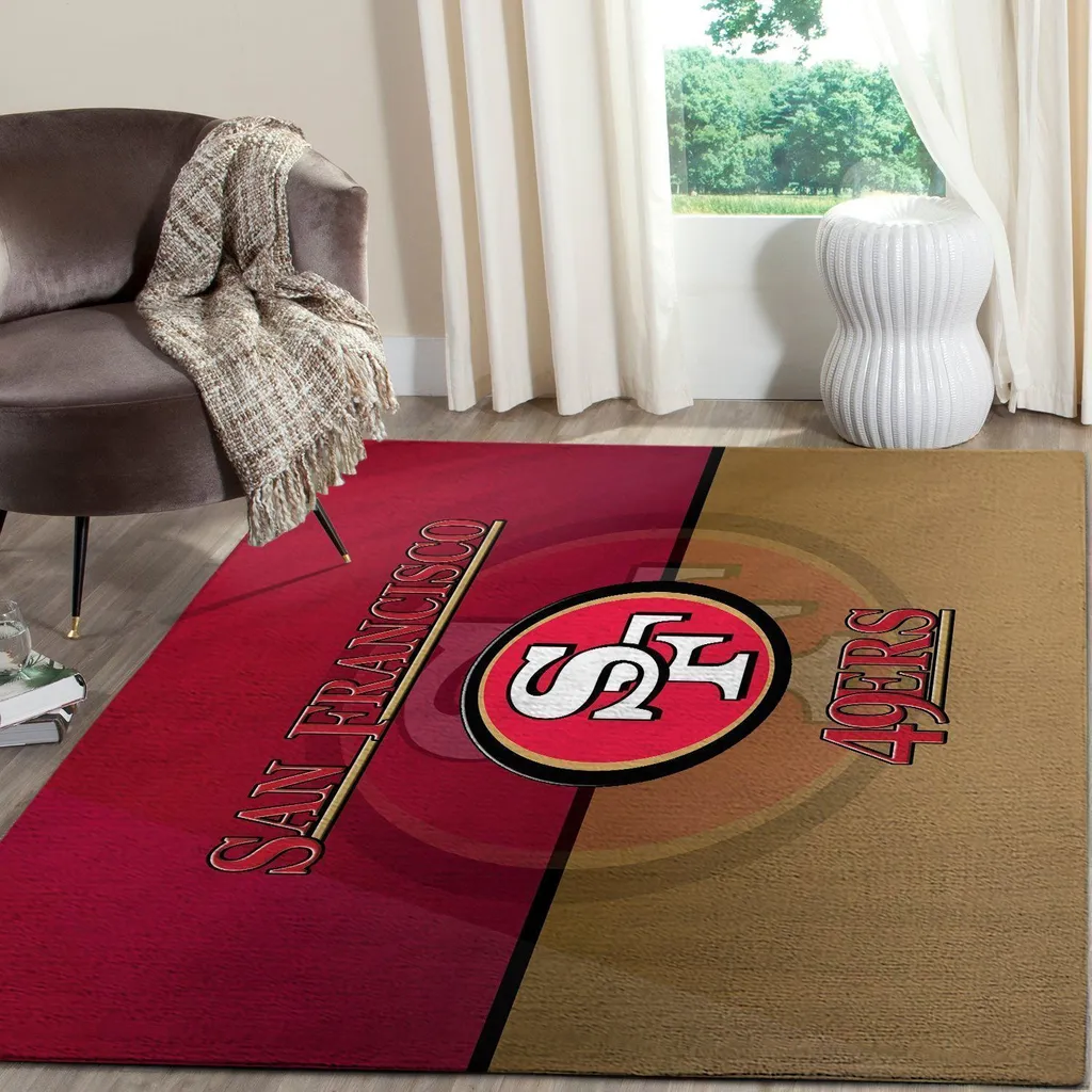 San Francisco 49ers Rug - NFL Area for Living Room Carpet Red and Brown