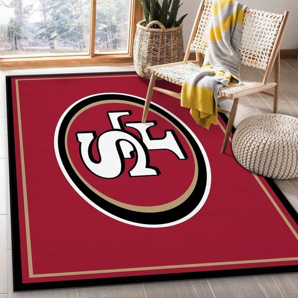 San Francisco 49ers Rug - NFL Area for Living Room Decor Red and White