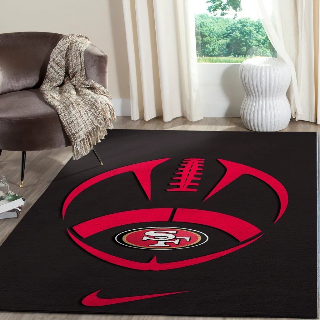 San Francisco 49ers Rug - NFL Football Area Color Black and Red