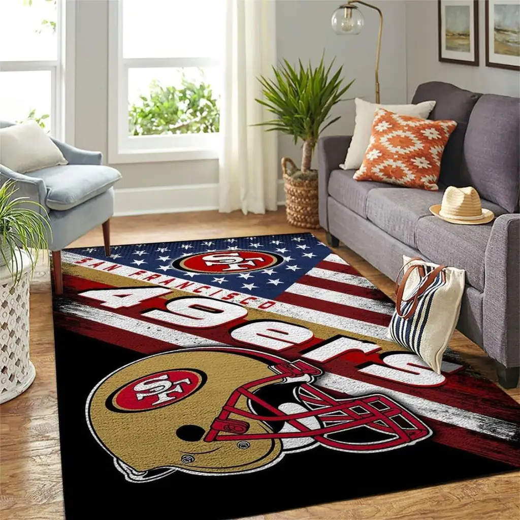San Francisco 49ers Rug - NFL Football Fan Area Carpet Gold and Red