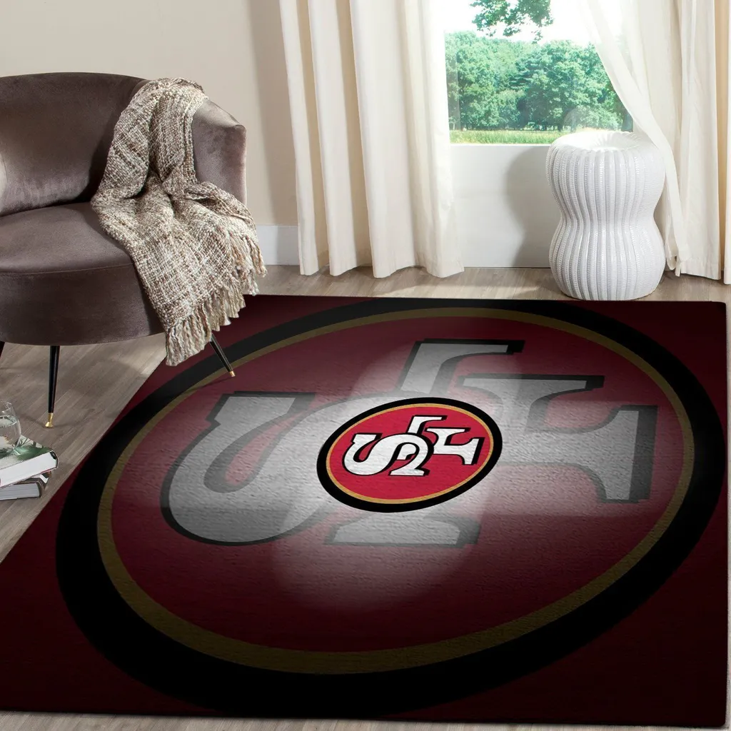 San Francisco 49ers Rug - NFL Logo Fan Area Black and Red