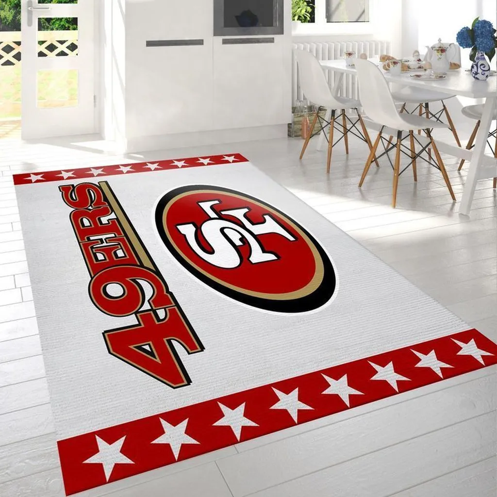 San Francisco 49ers Rug - NFL Team Logo Area Floor Mat Red and White
