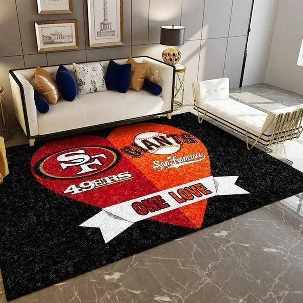 San Francisco 49ers Rug - One Love Area for Home Decor Black and Red