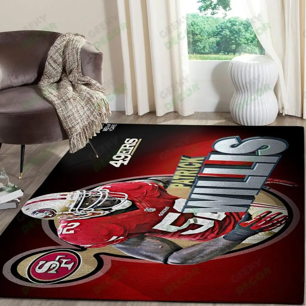 San Francisco 49ers Rug - Patrick Willis Football Carpet Red and White