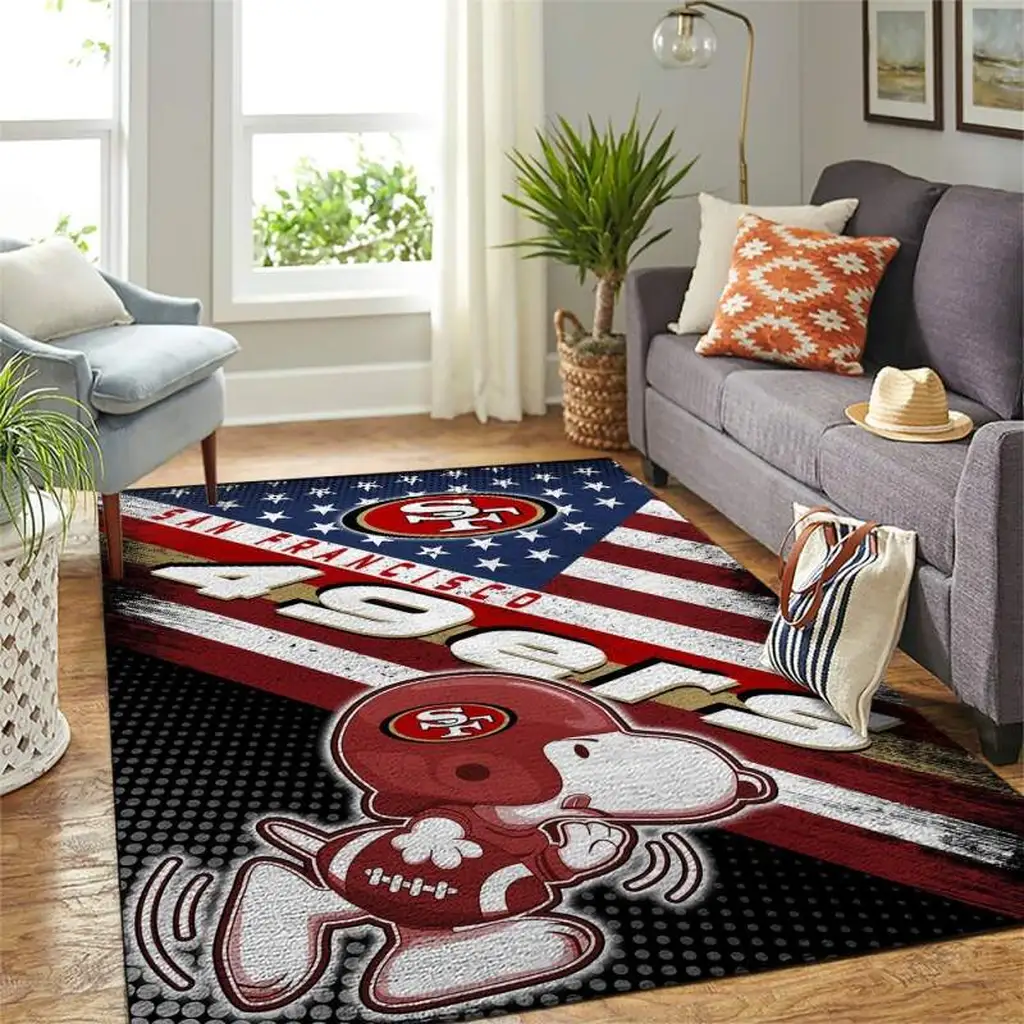 San Francisco 49ers Rug - Snoopy Fan for Game Day Decor Black and Red