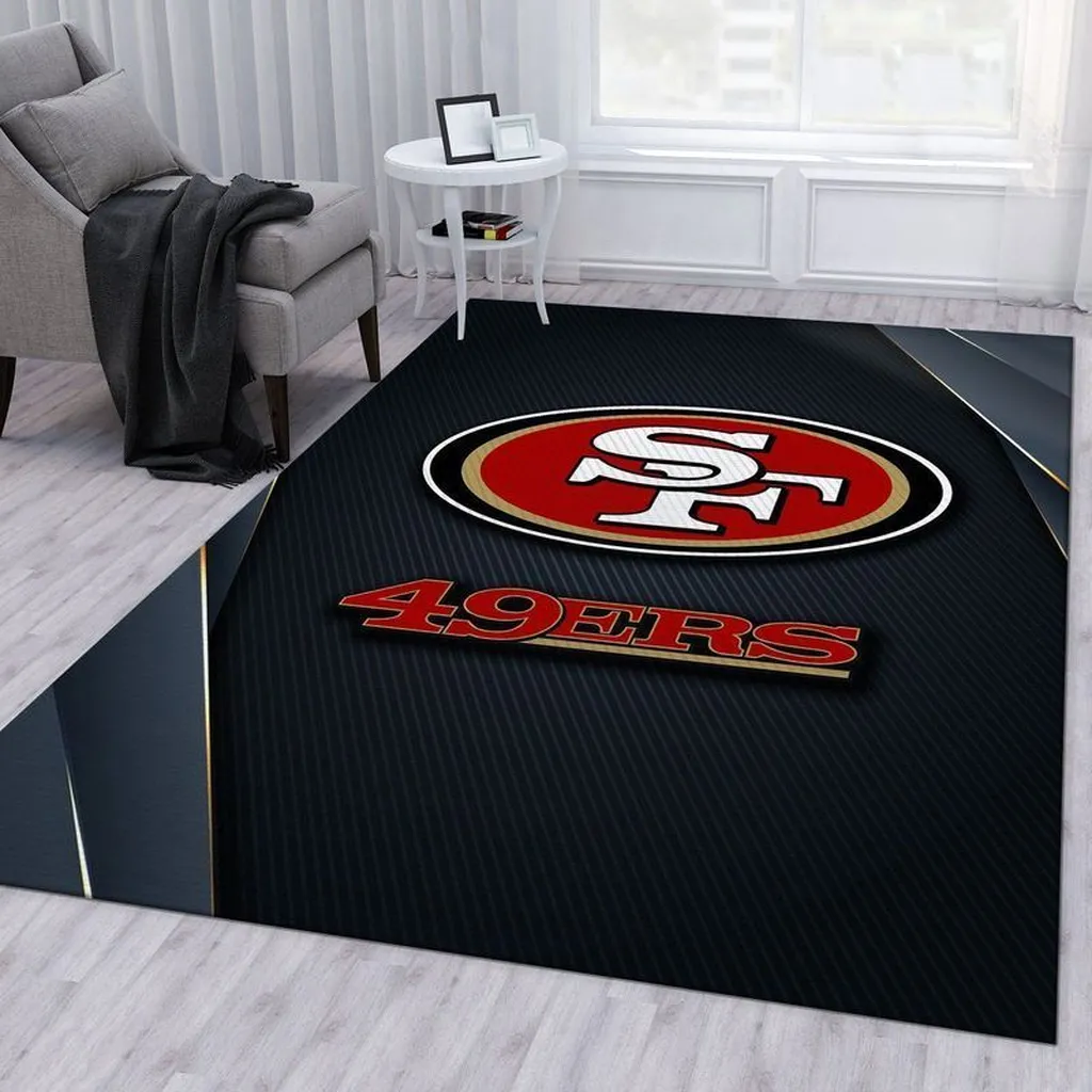 San Francisco 49ers Rug - Team Logo Area for Fans Black and Red