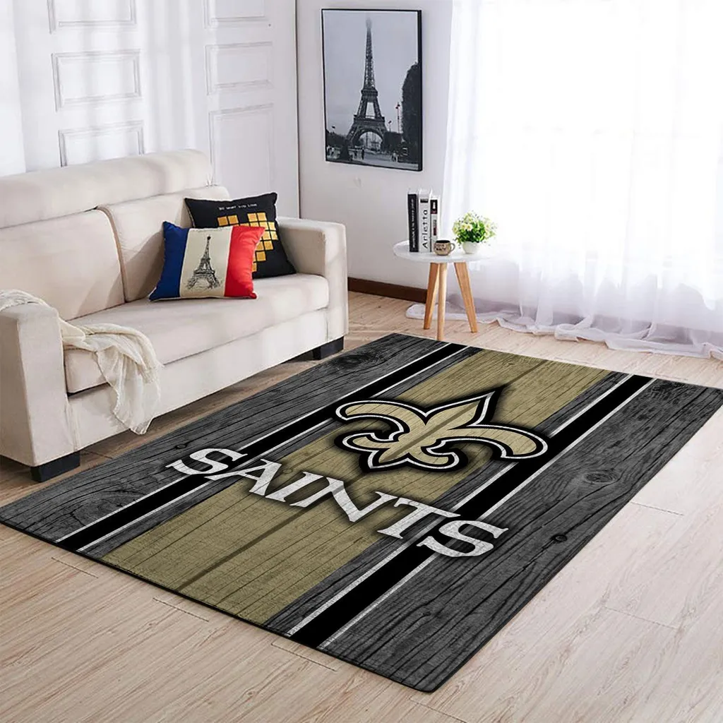 San Francisco Football Team Logo Area Rug for Home Decor Beige and Black