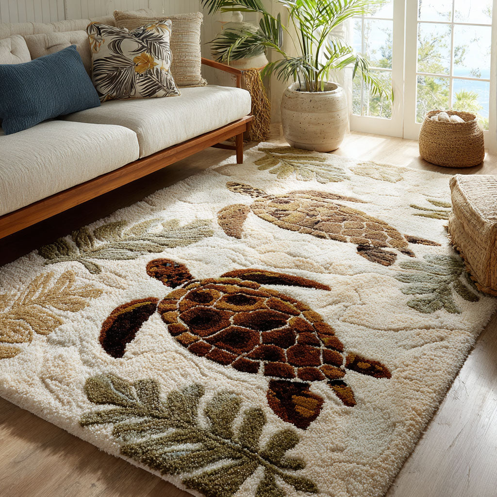 Sandbar Shell Area Rug - Non-Slip Washable 3D Print Rug for Living Room & BedroomTVC2108125