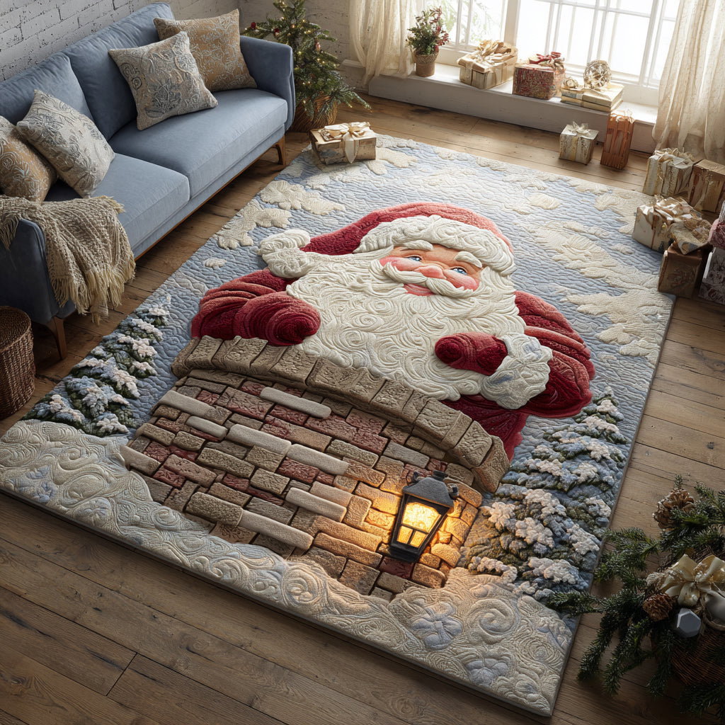 Santa Chimney Christmas Area Rug - Non-Slip Washable 3D Print Rug for Living Room & BedroomTVC2108125