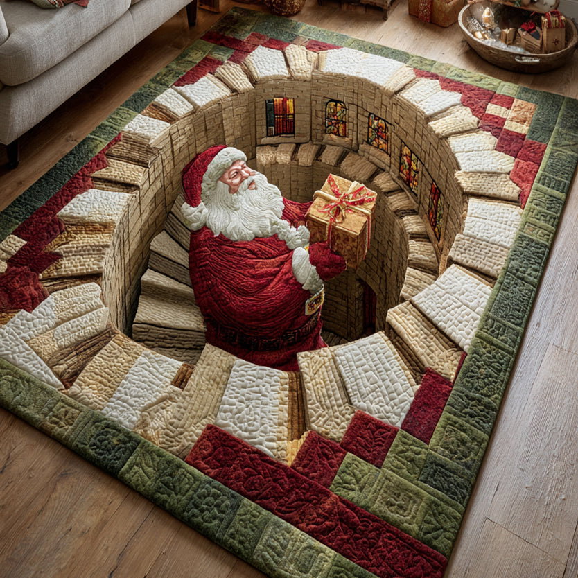 Santa Descent Christmas Area Rug - Non-Slip Washable 3D Print Rug for Living Room & BedroomTVC2108125