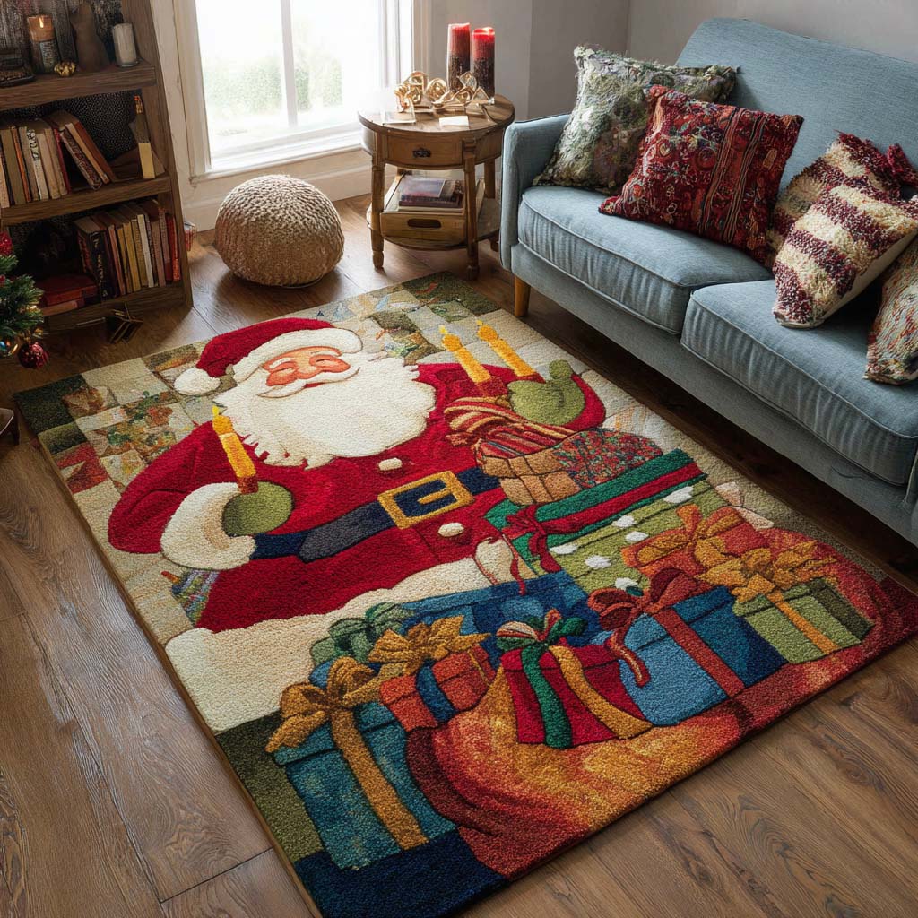 Santa Gifts Christmas Area Rug - Non-Slip Washable 3D Print Rug for Living Room & BedroomTVC2108125
