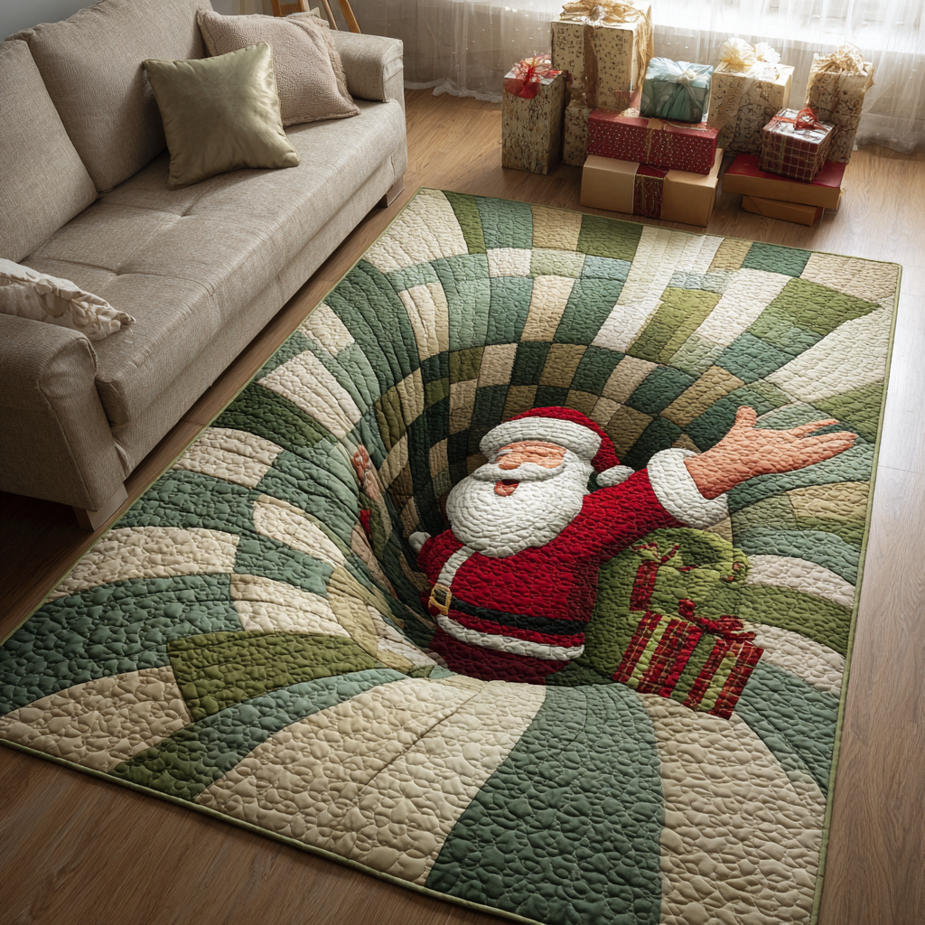 Santa Glow Christmas Area Rug - Non-Slip Washable 3D Print Rug for Living Room & BedroomTVC2108109