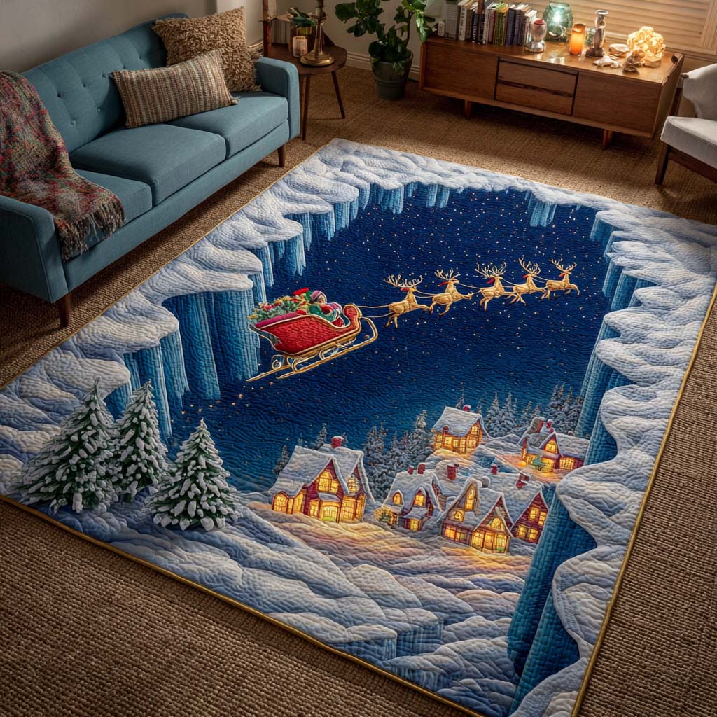 Santa Journey Christmas Area Rug - Non-Slip Washable 3D Print Rug for Living Room & BedroomTVC2108125