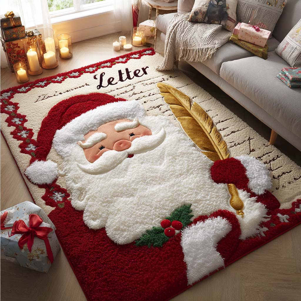 Santa Letter Christmas Area Rug - Non-Slip Washable 3D Print Rug for Living Room & BedroomTVC2108124