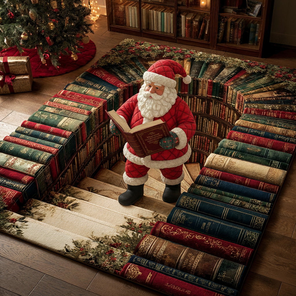 Santa Library Christmas Area Rug - Non-Slip Washable 3D Print Rug for Living Room & BedroomTVC2108124