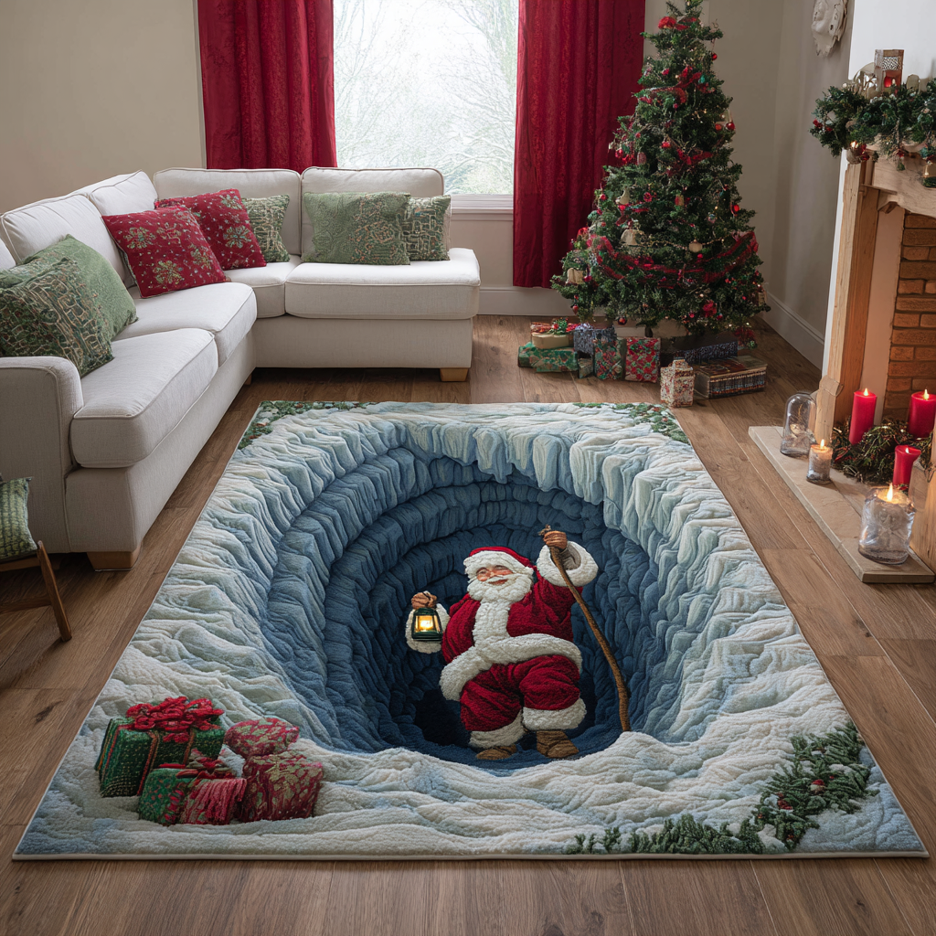 Santa Magic Christmas Area Rug - Non-Slip Washable 3D Print Rug for Living Room & BedroomTVC2108124