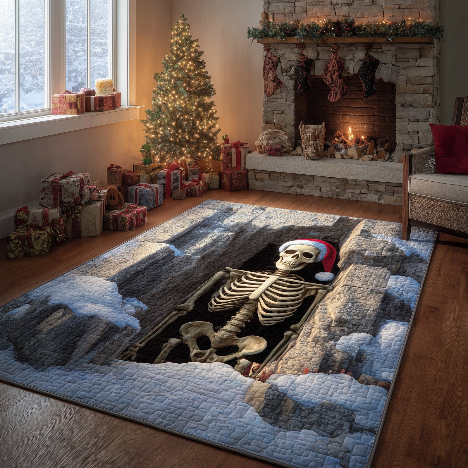 Santa Secret Tomb Christmas Area Rug - Non-Slip Washable 3D Print Rug for Living Room & BedroomTVC2108145
