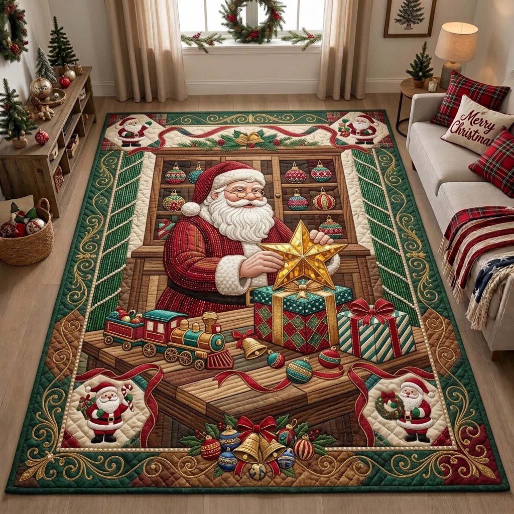 Santa Toy Workshop Area Rug - Non-Slip Washable 3D Print Rug for Living Room & BedroomTVC210869