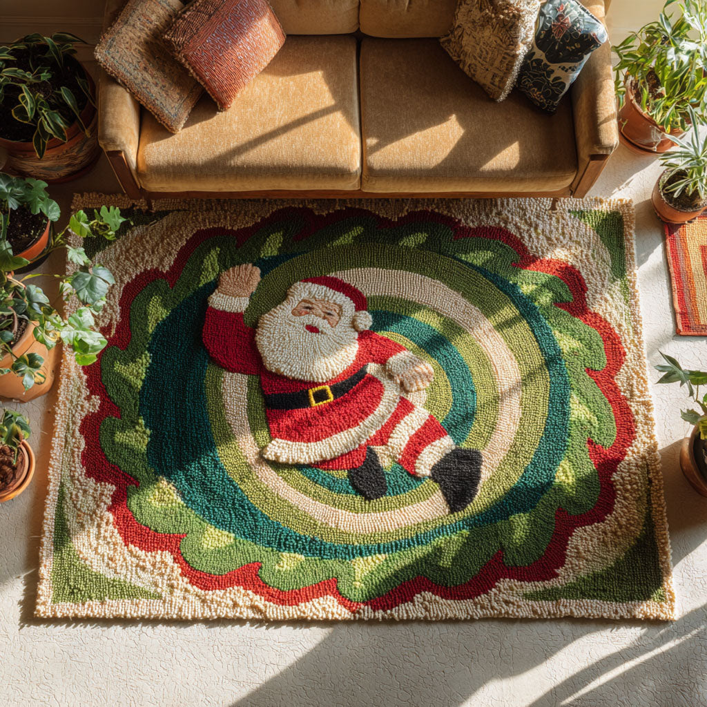 Santas Whirl Christmas Area Rug - Non-Slip Washable 3D Print Rug for Living Room & BedroomTVC2108124