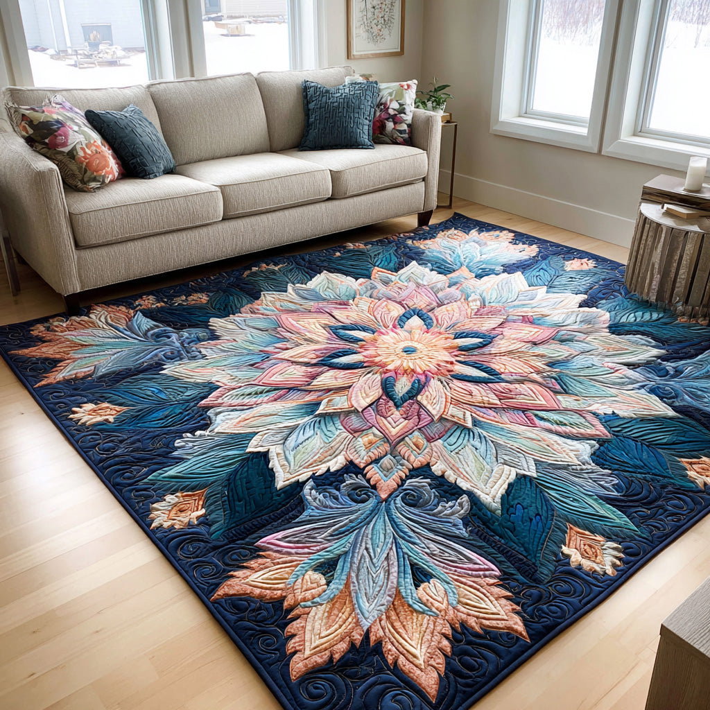 Sapphire Sunwheel Area Rug - Non-Slip Washable 3D Print Rug for Living Room & BedroomTVC2108124