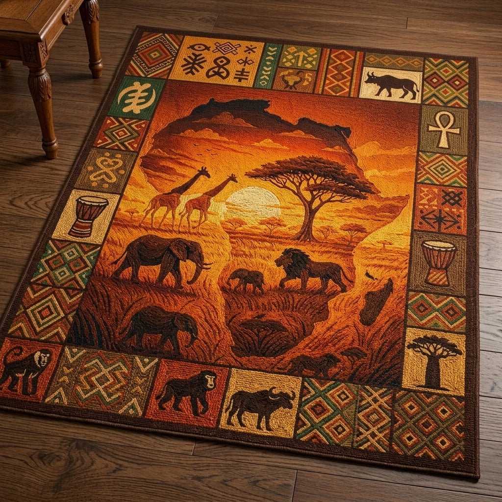 Savanna Sunset Area Rug - Non-Slip Washable 3D Print Rug for Living Room & BedroomTVC2108124