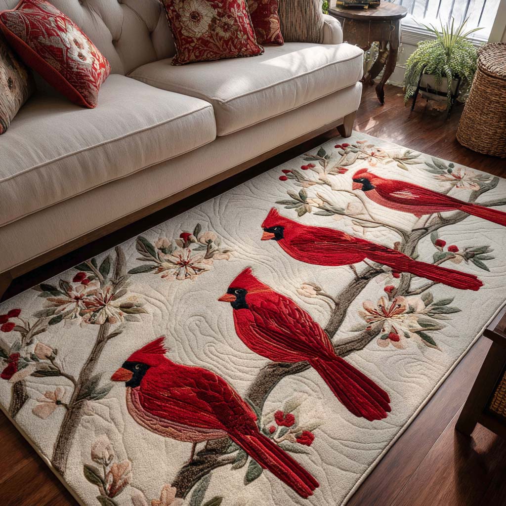 Scarlet Cardinal Area Rug - Non-Slip Washable 3D Print Rug for Living Room & BedroomTVC2108123