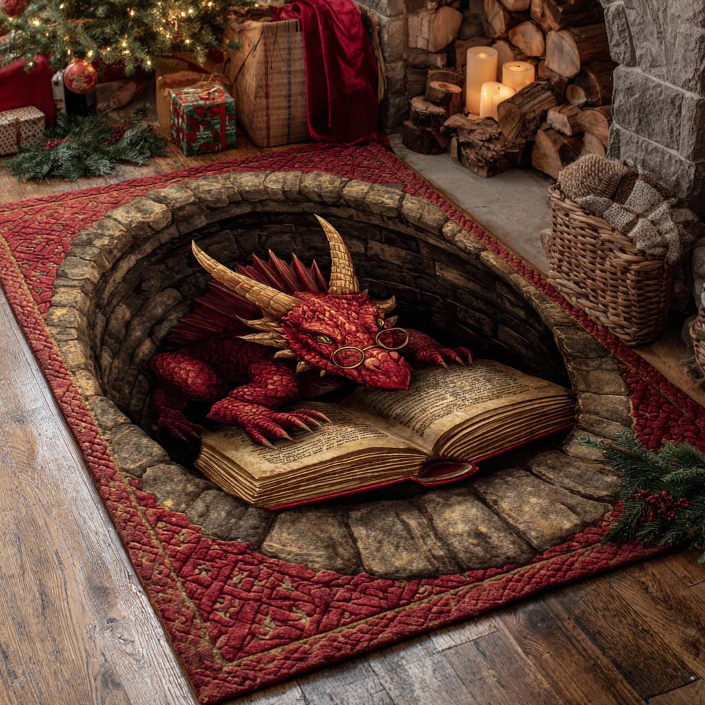 Scarlet Dragon Wisdom Area Rug - Non-Slip Washable 3D Print Rug for Living Room & BedroomTVC2108123