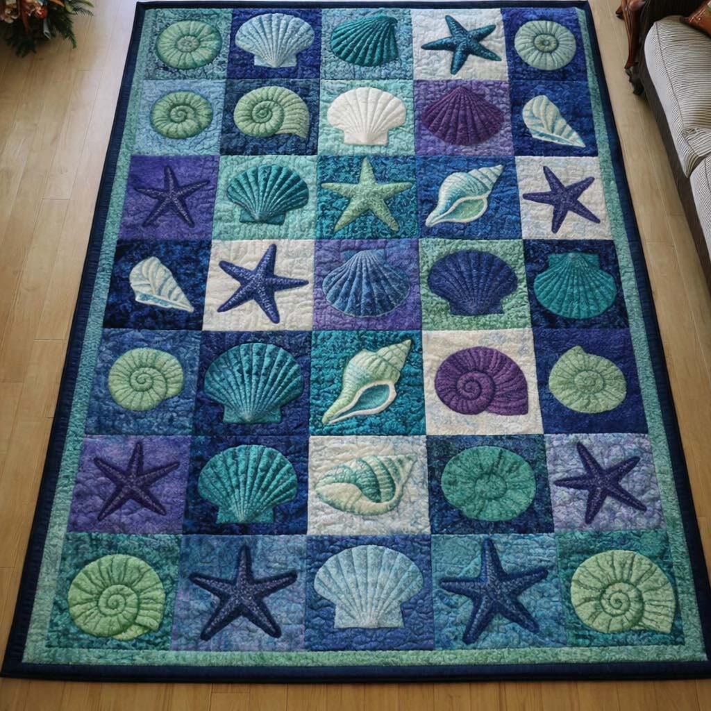 Sea Gems Area Rug - Non-Slip Washable 3D Print Rug for Living Room & Bedroom (DesignTVC2108188