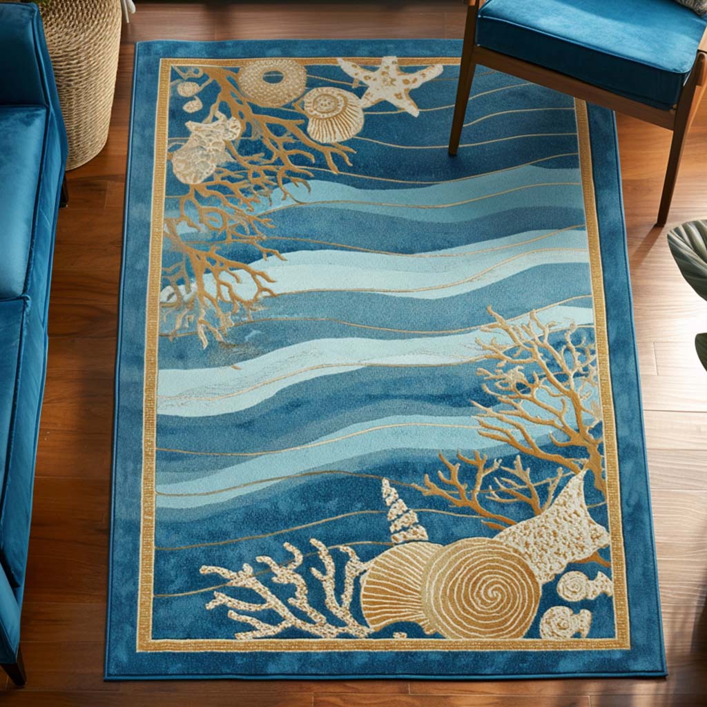 Sea Treasures Area Rug - Non-Slip Washable 3D Print Rug for Living Room & BedroomTVC2108123
