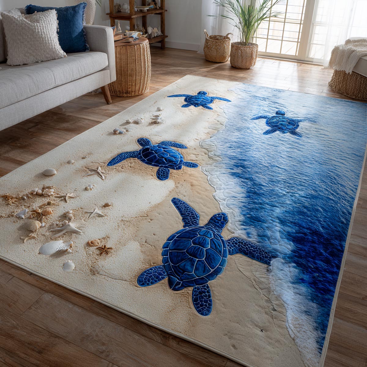 Sea Turtle Area Rug - Non-Slip Washable 3D Print Rug for Living Room & BedroomTVC210873