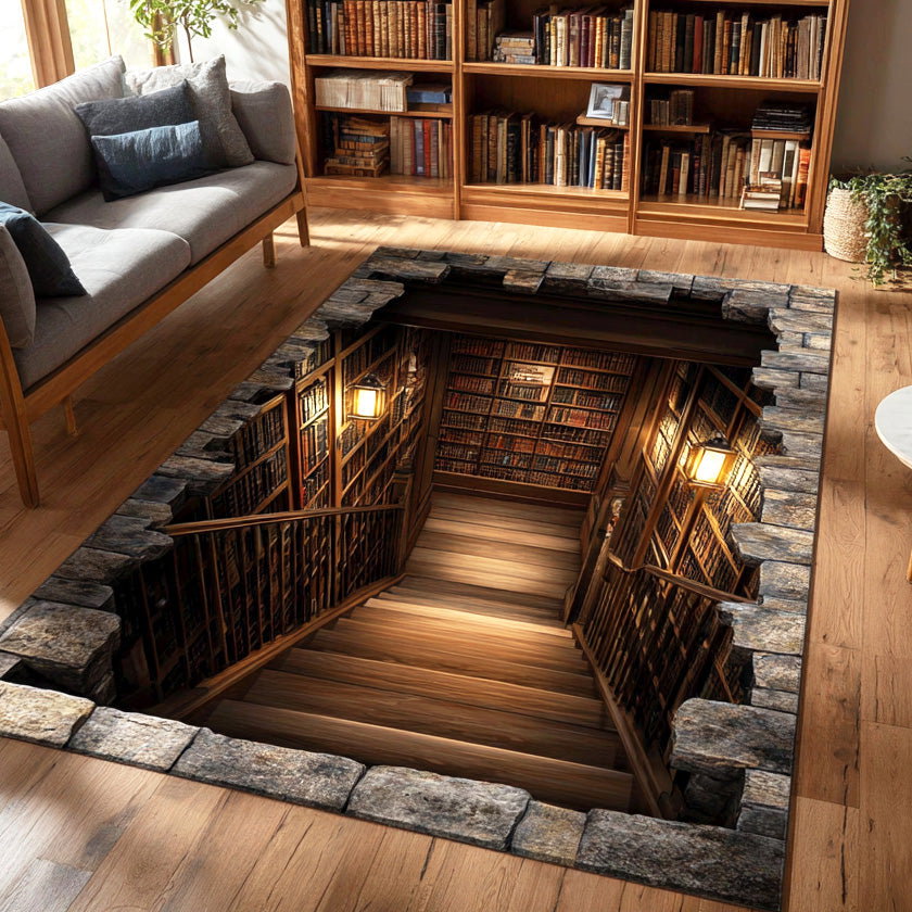 Secret Staircase Area Rug - Non-Slip Washable 3D Print Rug for Living Room & BedroomTVC2108121