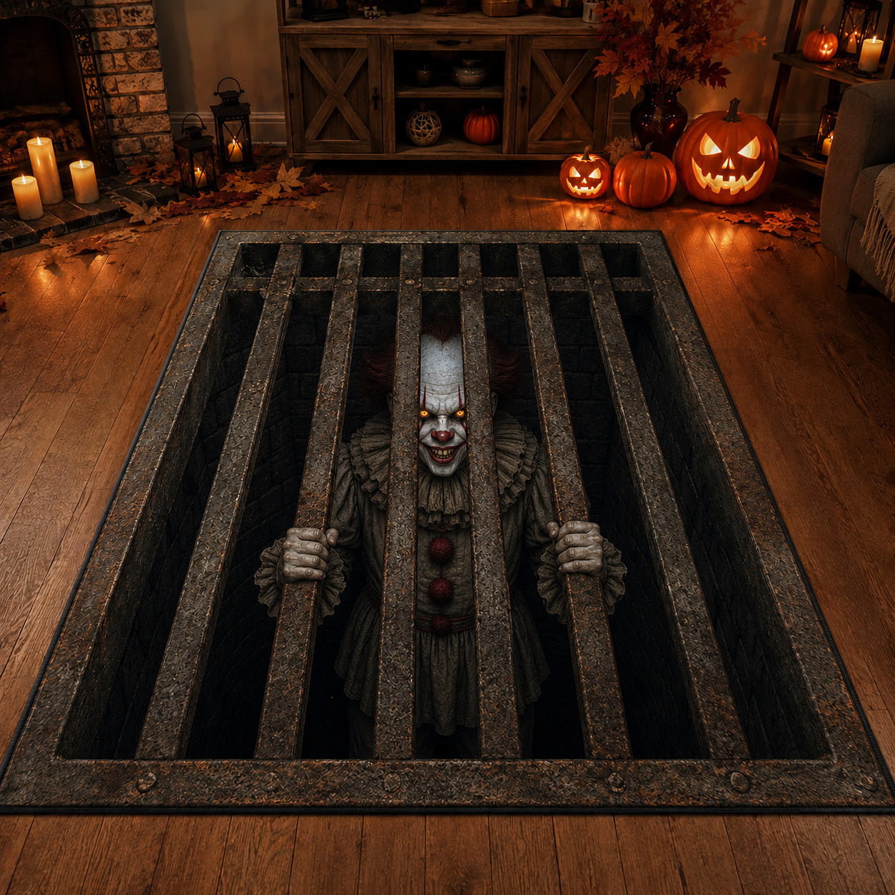 Sewer Clown Area Rug - Non-Slip Washable 3D Print Rug for Living Room & BedroomTVC2108120