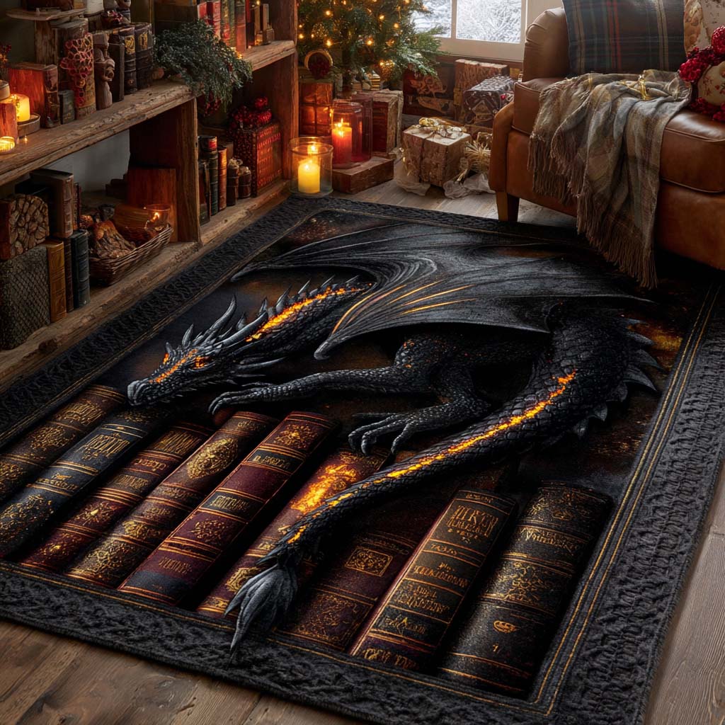 Shadow Ember Dragon Area Rug - Non-Slip Washable 3D Print Rug for Living Room & BedroomTVC2108120