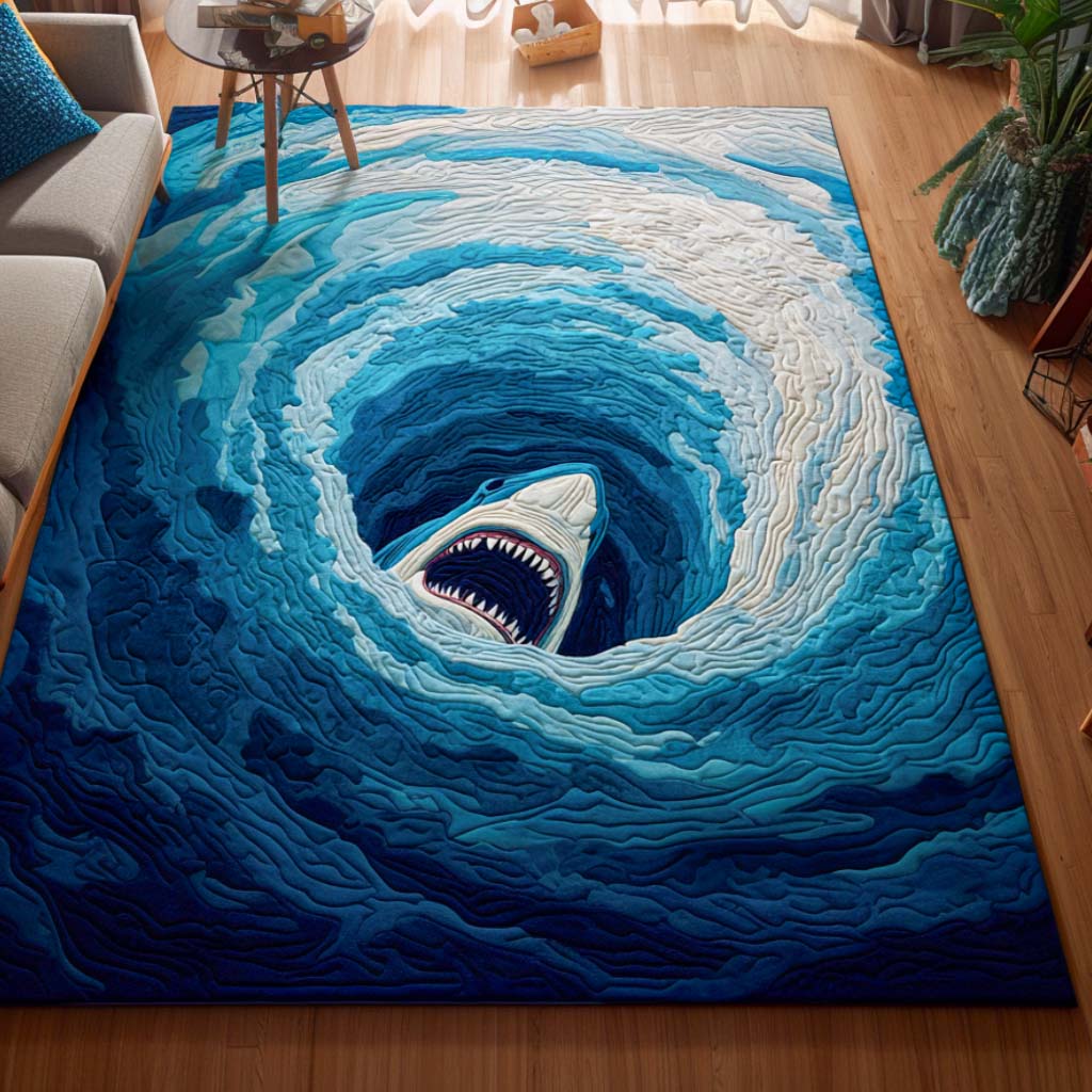 Shark Vortex Area Rug - Non-Slip Washable 3D Print Rug for Living Room & BedroomTVC2108119