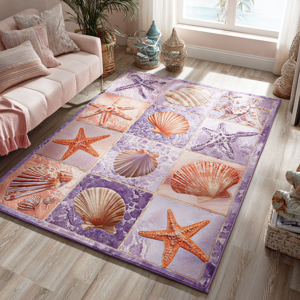 Shell Mosaic Area Rug - Non-Slip Washable 3D Print Rug for Living Room & BedroomTVC2108119