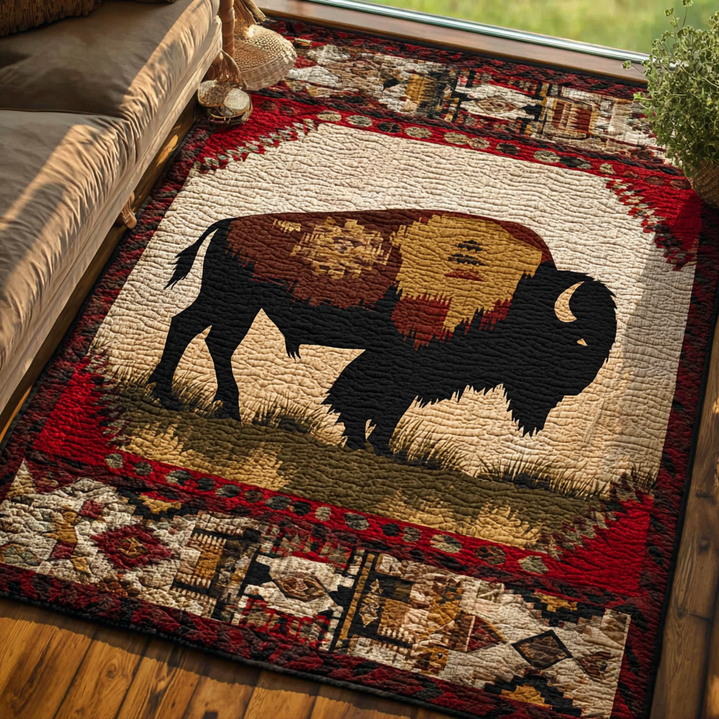 Silent Bison Area Rug - Non-Slip Washable 3D Print Rug for Living Room & BedroomTVC2108118