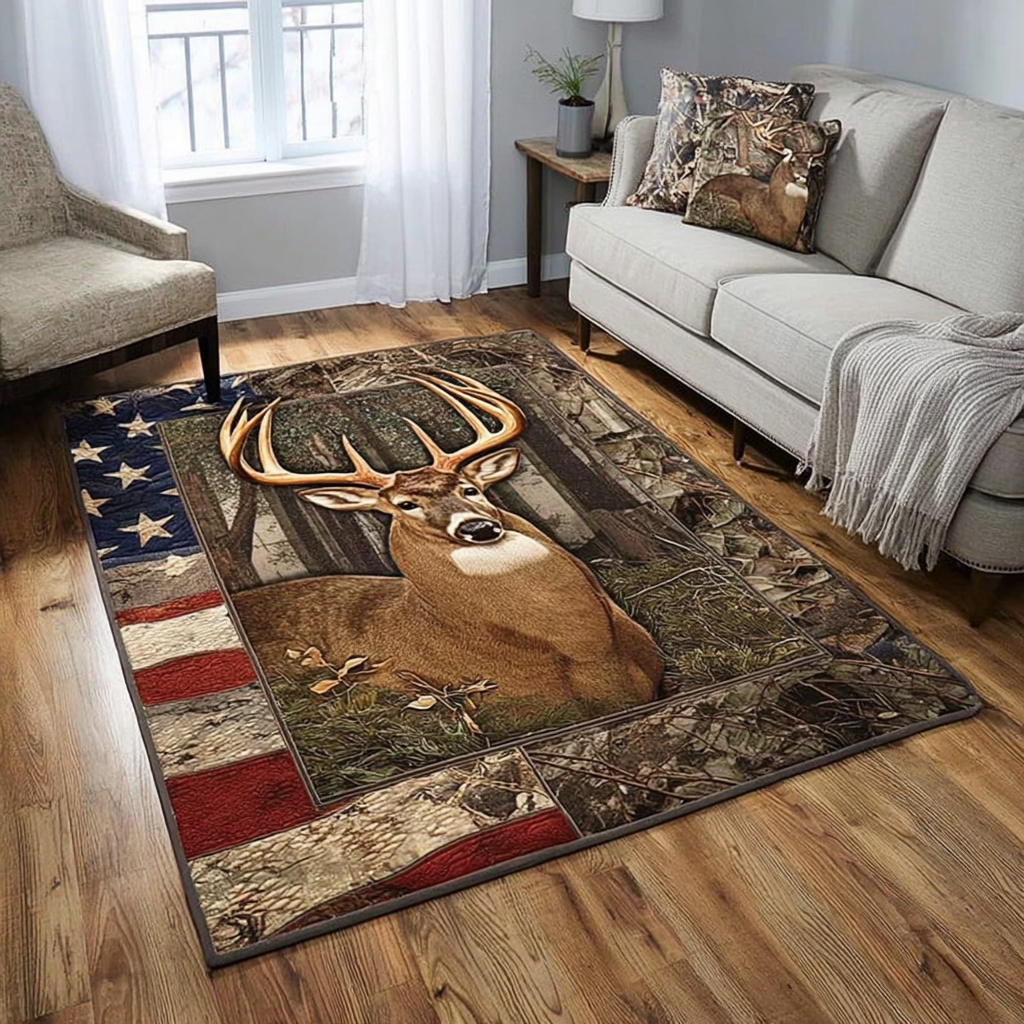 Silent Deer Area Rug - Non-Slip Washable 3D Print Rug for Living Room & BedroomTVC2108118