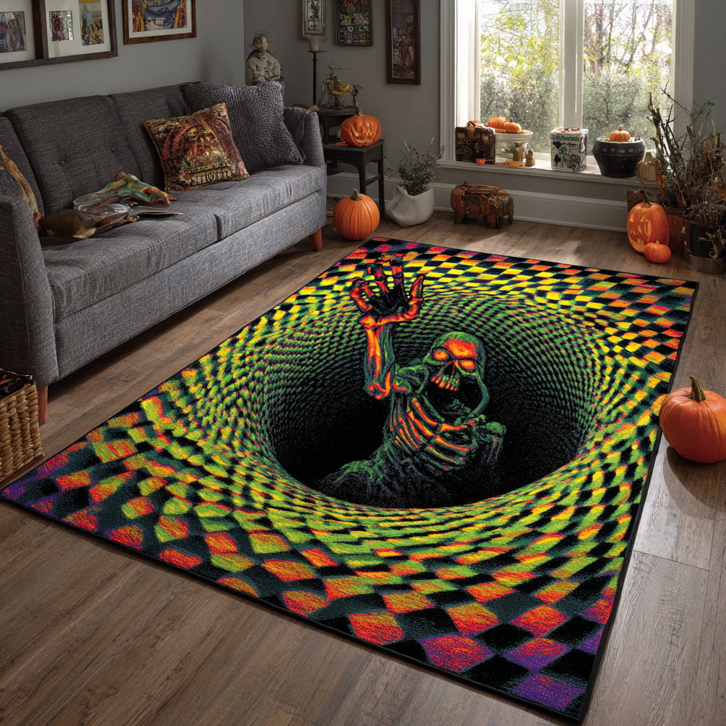 Skeleton Escape Halloween Area Rug - Non-Slip Washable 3D Print Rug for Living Room & BedroomTVC2108118