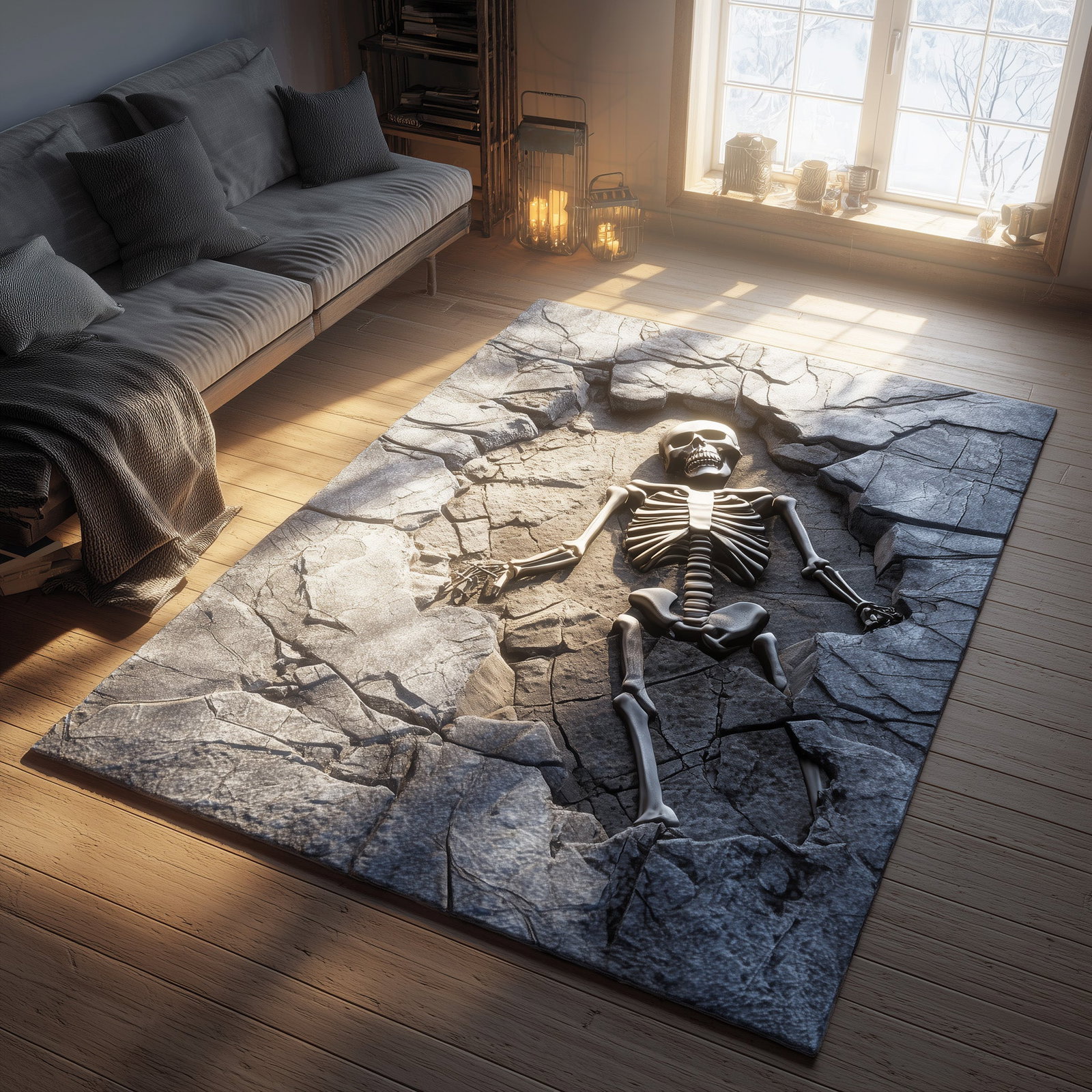 Skeleton Grave Halloween Area Rug - Non-Slip Washable 3D Print Rug for Living Room & BedroomTVC2108144