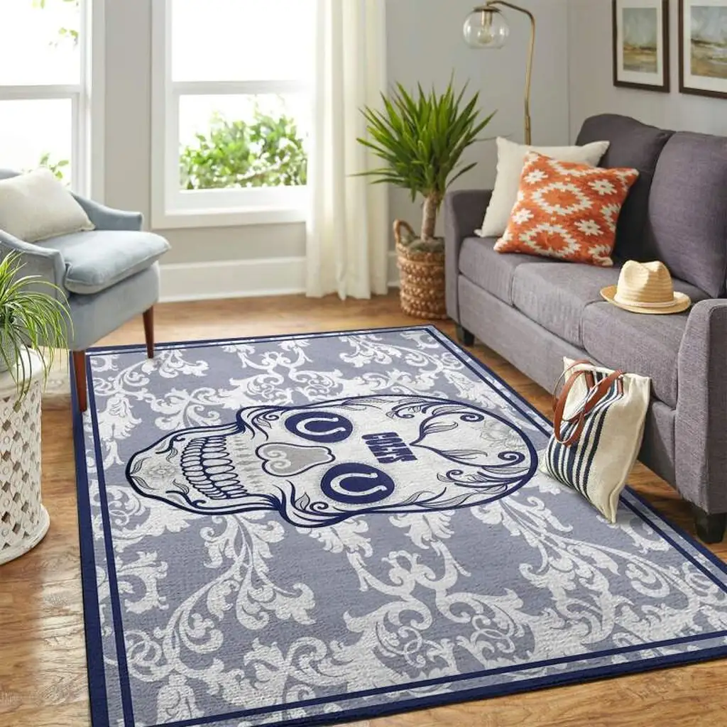 Skull Area Rug Gothic Style Elegant Living Room Decor Black and Red