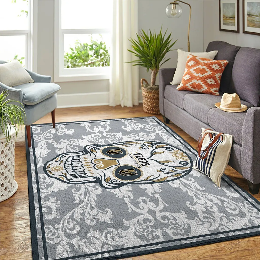 Skull Pattern Rug for Stylish Modern Living Room Gray and White