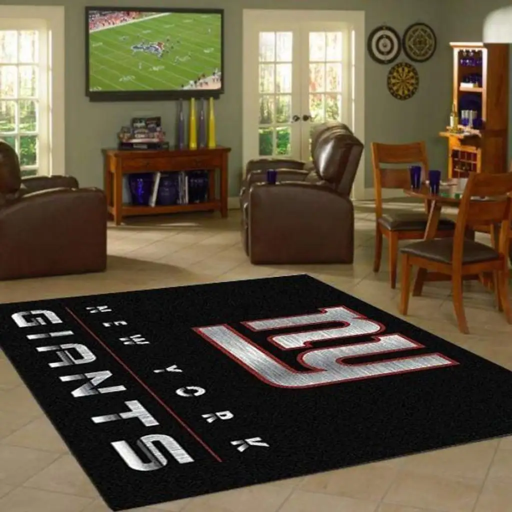 Skull Rug with Football Design for Living Room Decor Black and White