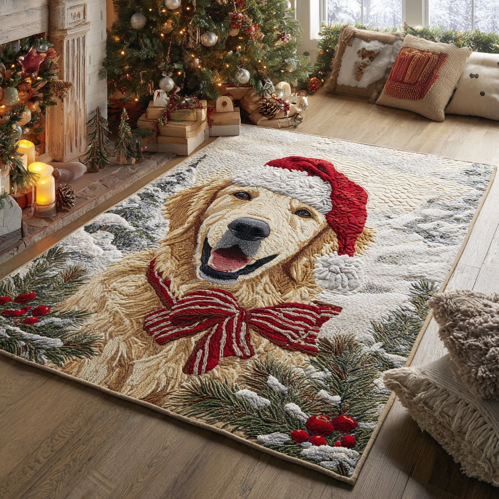 Smiling Golden Retriever Area Rug - Non-Slip Washable 3D Print Rug for Living Room & BedroomTVC2108109
