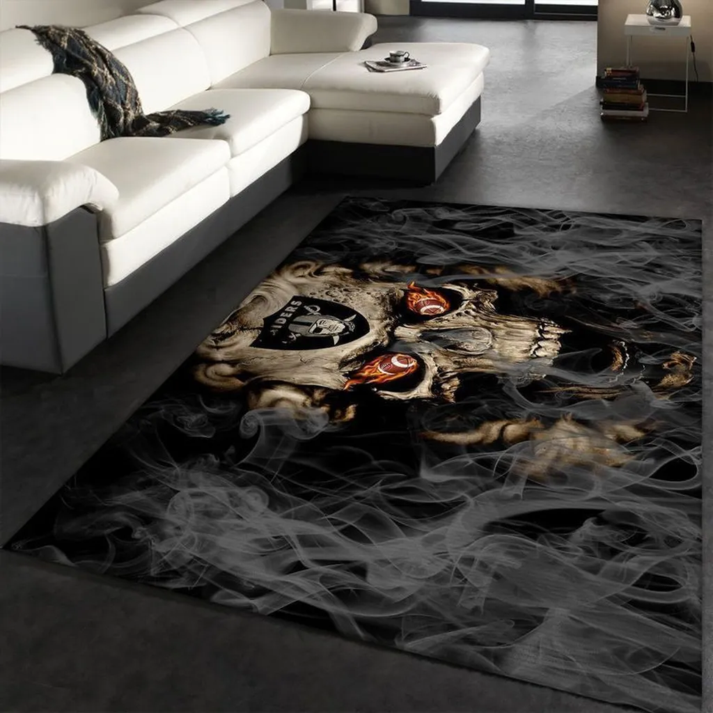 Smoky Skull Area Rug for Modern Living Room Decor Black and Brown