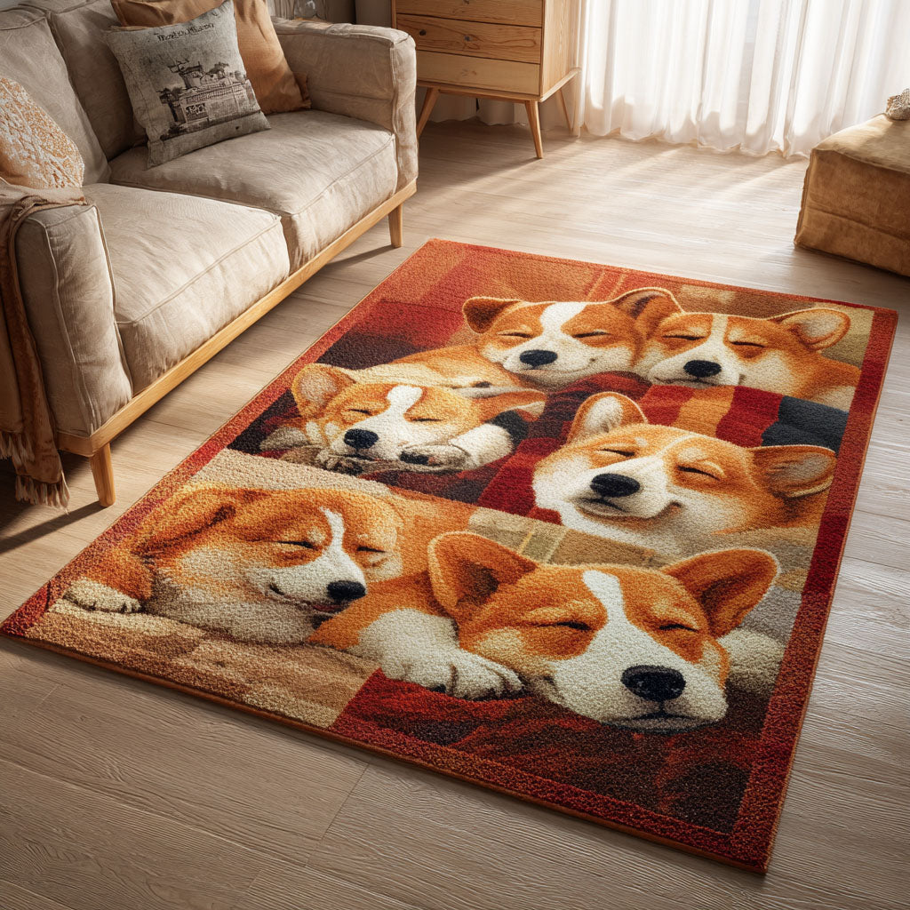 Snoozy Tail Wiggle Area Rug - Non-Slip Washable 3D Print Rug for Living Room & BedroomTVC2108117
