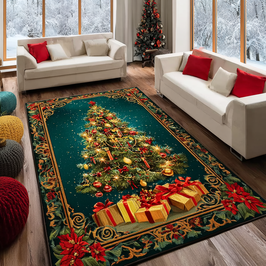 Snow Glow Area Rug - Non-Slip Washable 3D Print Rug for Living Room & BedroomTVC2108117
