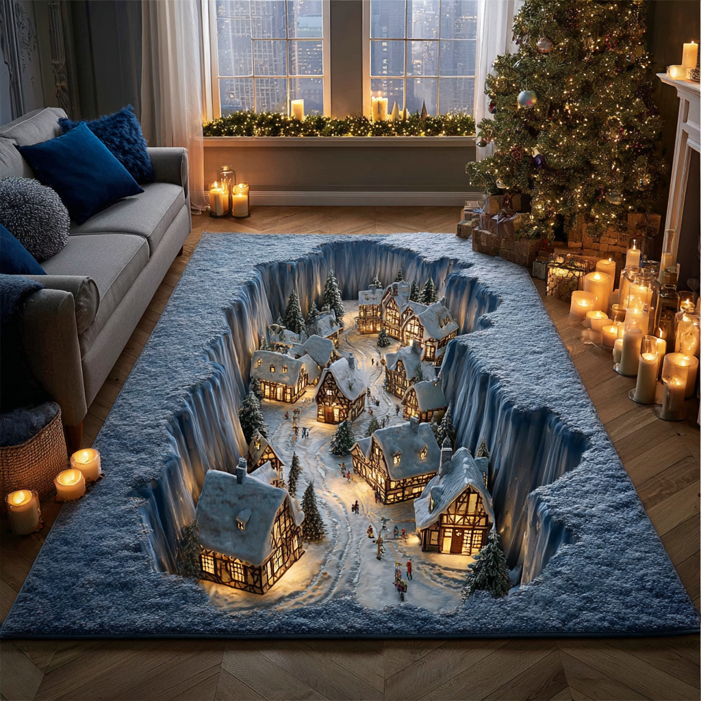 Snow Retreat Area Rug - Non-Slip Washable 3D Print Rug for Living Room & BedroomTVC2108117