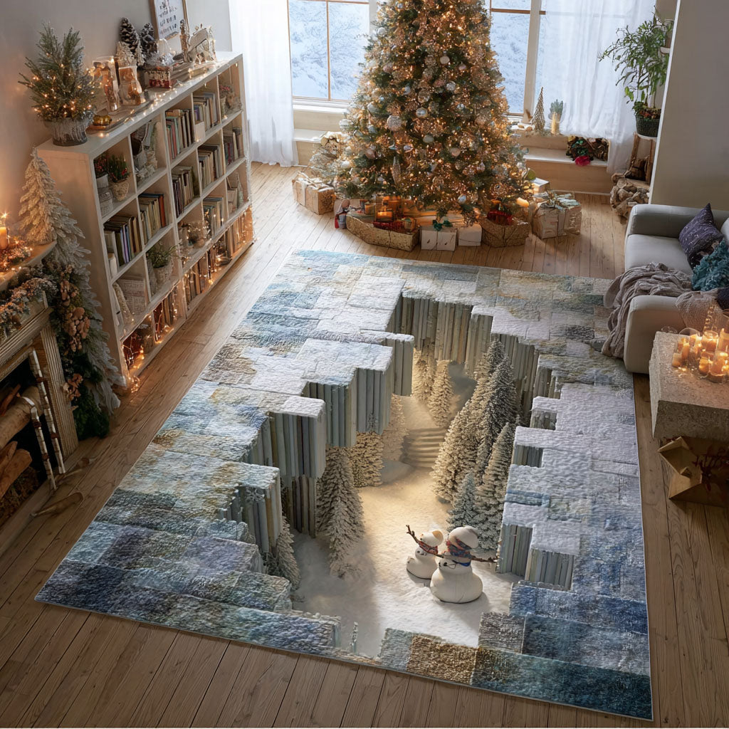 Snowfall Haven Area Rug - Non-Slip Washable 3D Print Rug for Living Room & BedroomTVC2108117